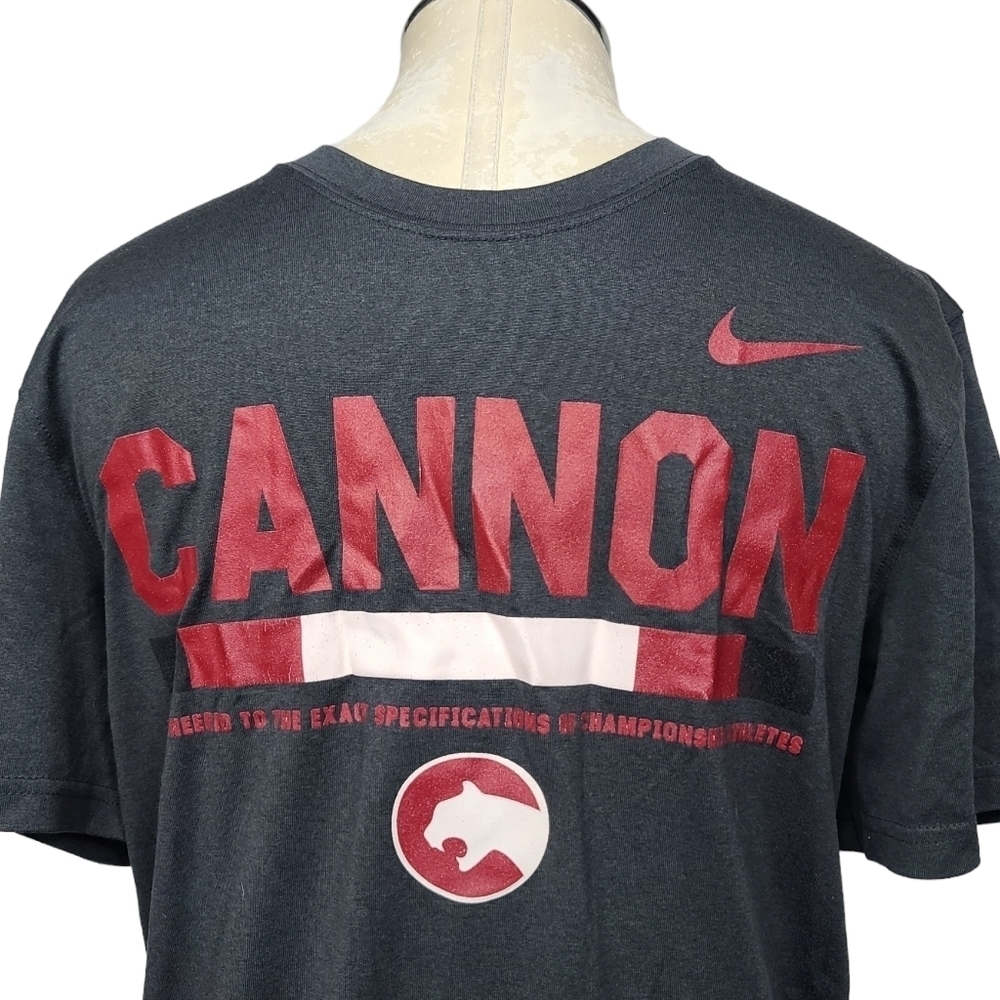 Nike Athletic Cut Cannon Gray Red Short Sleeve Crewneck Dri Fit Shirt S - Picture 2 of 7